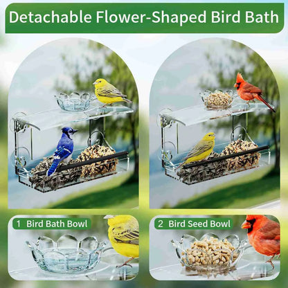 Window Bird Feeder – Clear Acrylic with Strong Suction Cups